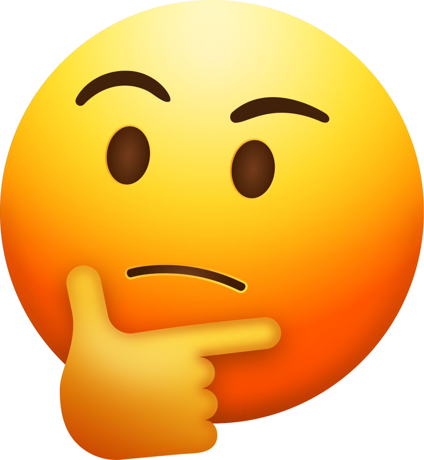 a smiley face with a finger on it's cheek