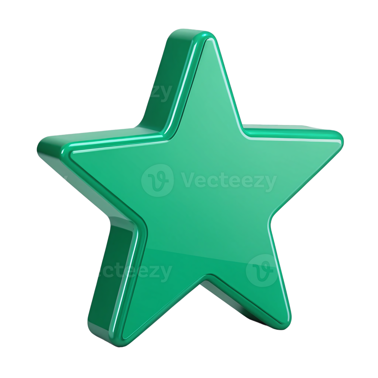 a green star on a white background