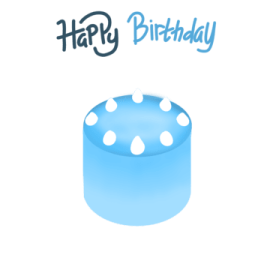a blue birthday cake with the words happy birthday