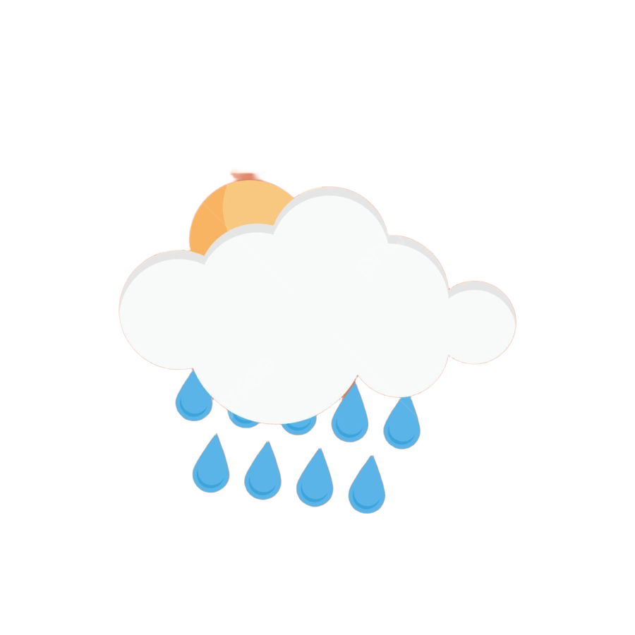 a weather icon with a sun and rain