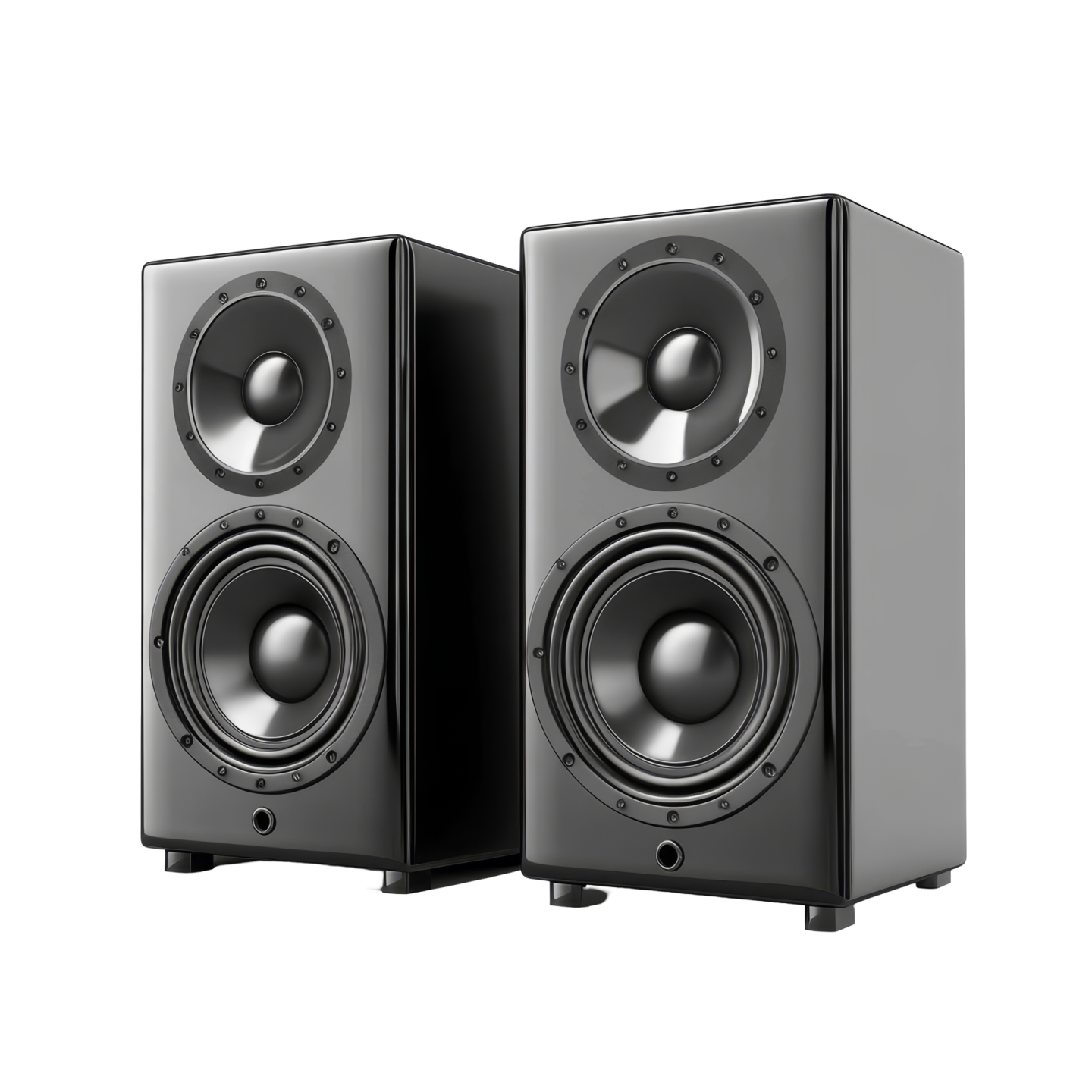 a pair of speakers on a white background