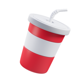 a red and white cup with a straw