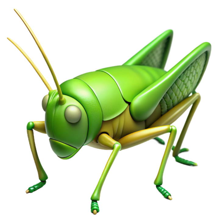 a green grasshopper on a white background