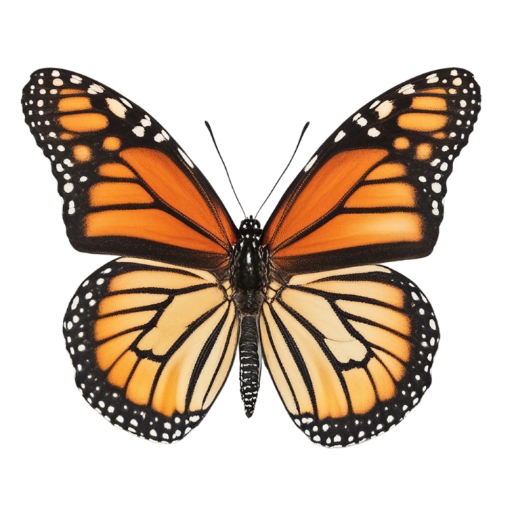 a monarch butterfly on a white background