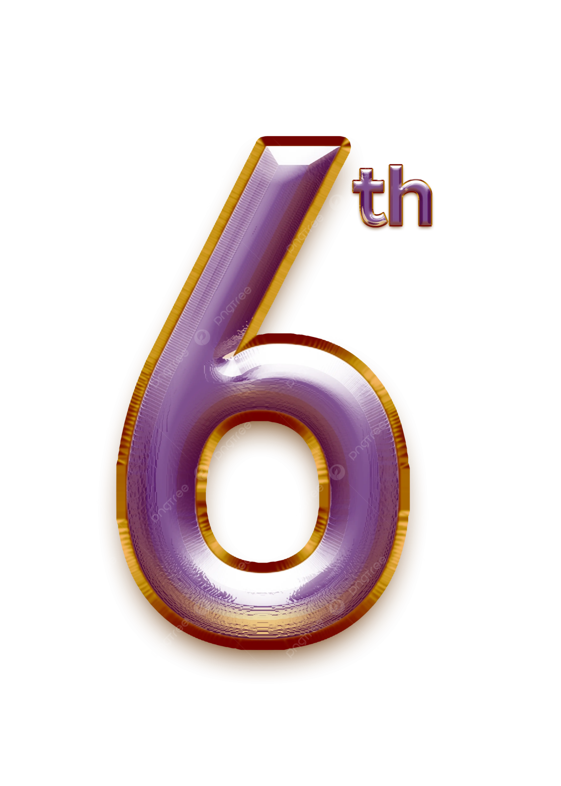 a purple and gold number six on a white background