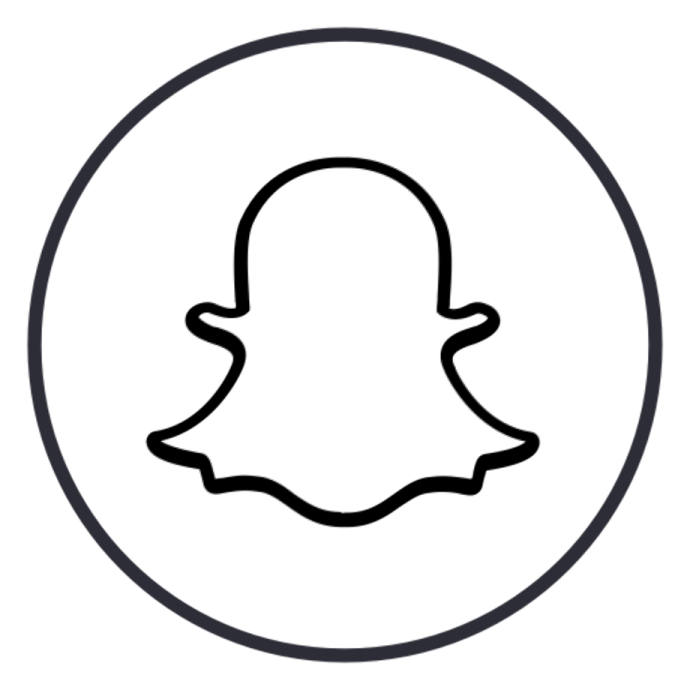 a black and white snap icon in a circle