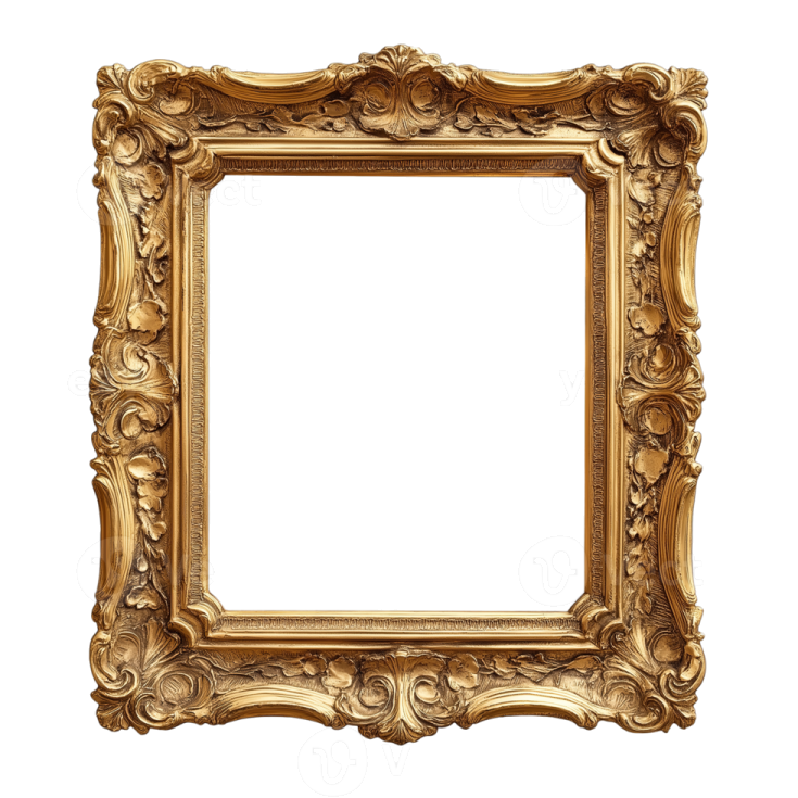 a gold frame on a white background