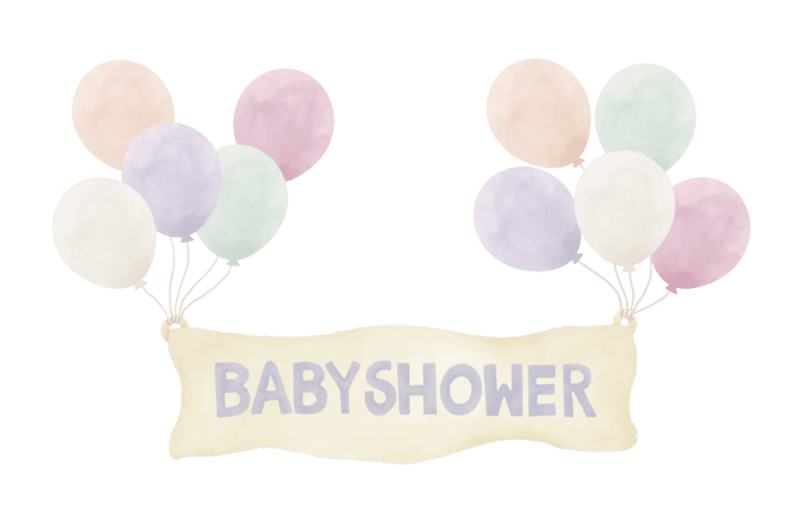 a bunch of balloons with the word baby shower