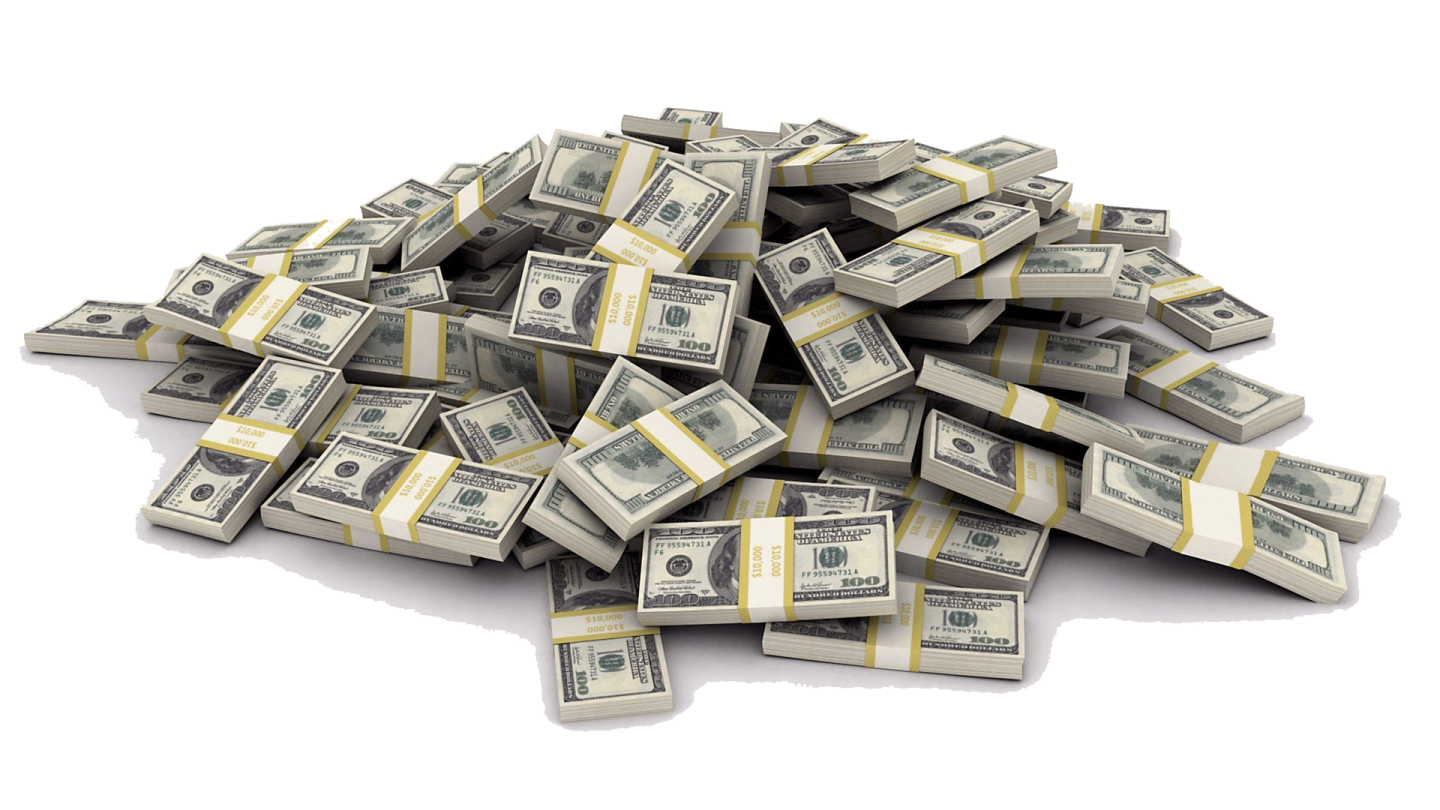 a pile of money on a white background