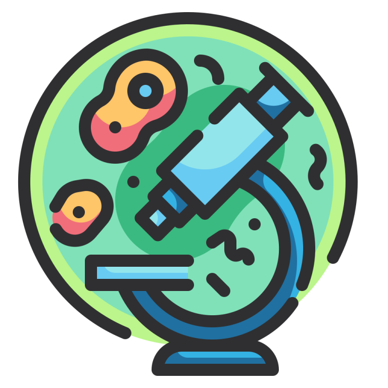 an illustration of a microscope and some other objects