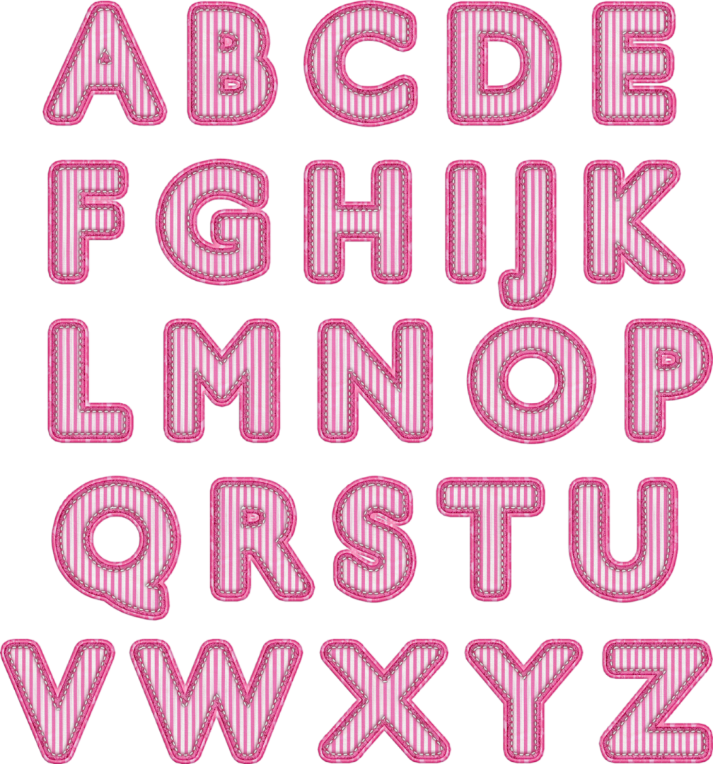 a set of pink and white striped letters