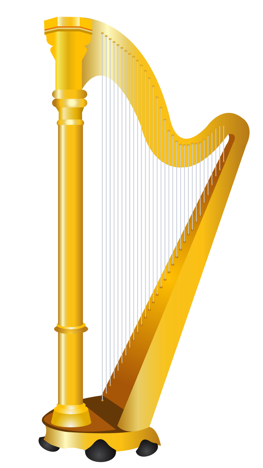 a golden harp on a white background