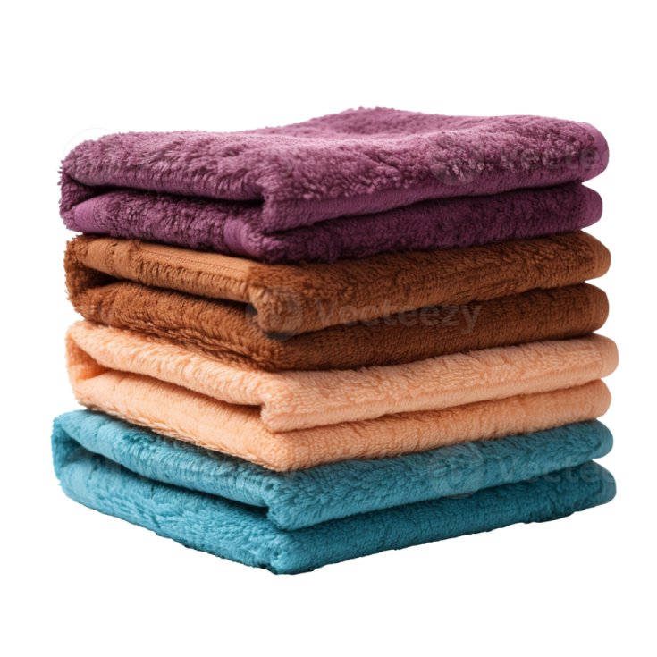 a stack of towels on a white background