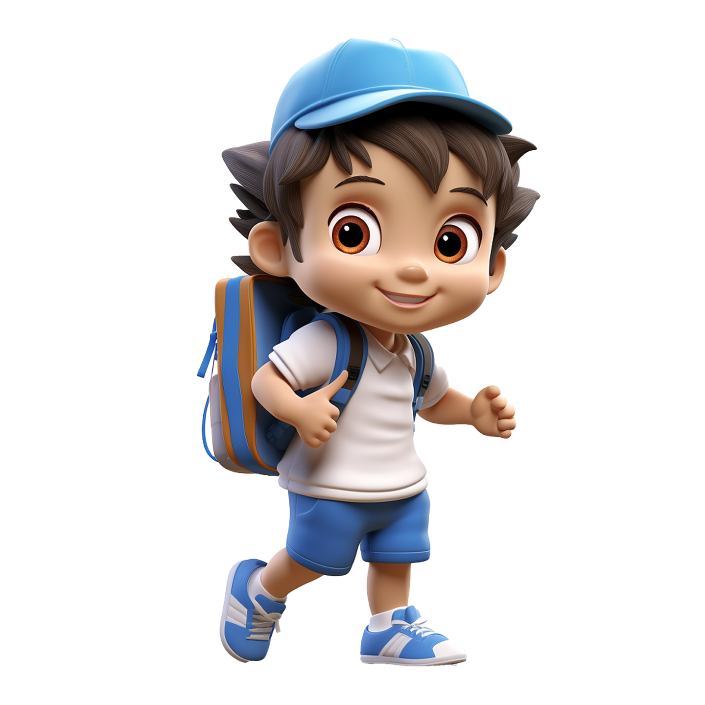 a cartoon boy with a backpack and backpack