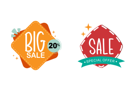 the big sale logo is shown in two colors