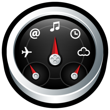 a black and white speedometer on a white background