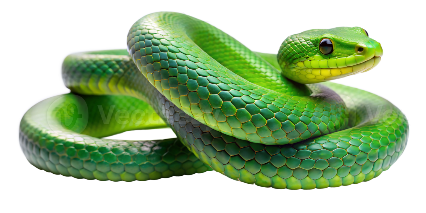 a green snake on a white background