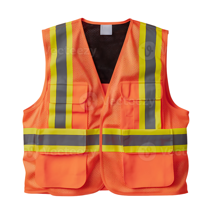 an orange safety vest on a white background