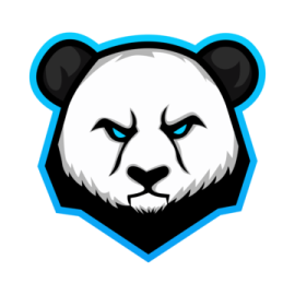 a panda face with blue eyes sticker
