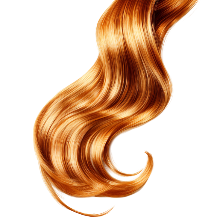 a beautiful long blonde hair with highlights on white background