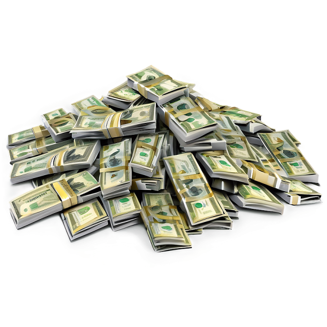 a pile of money on a white background