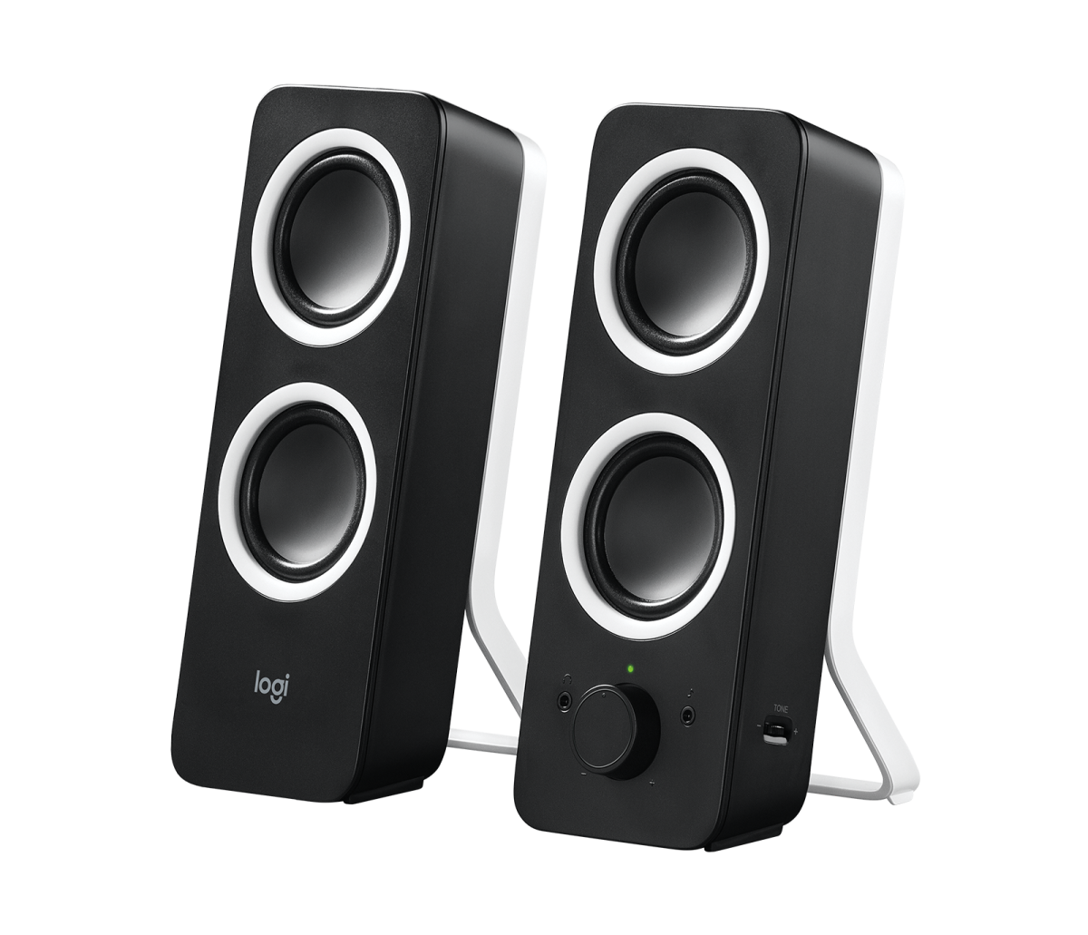 a pair of speakers on a white background