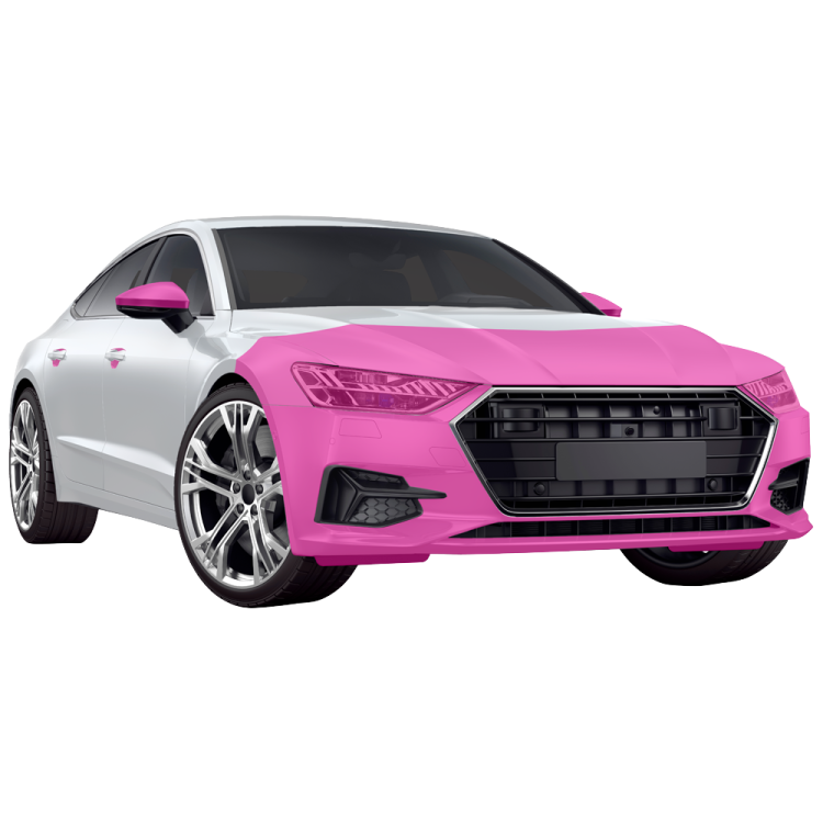 a pink audi car on a white background