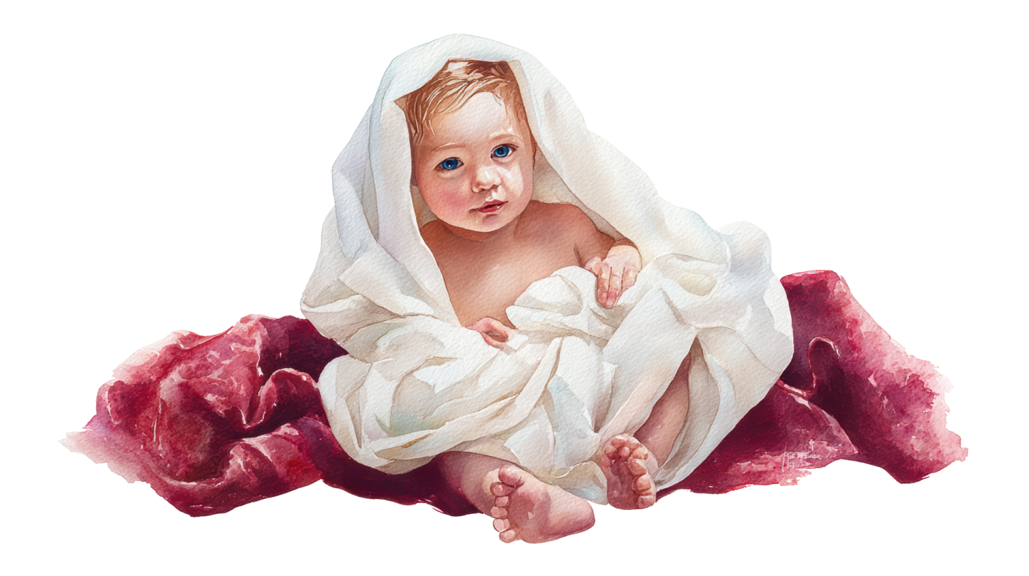 a painting of a baby wrapped in a blanket