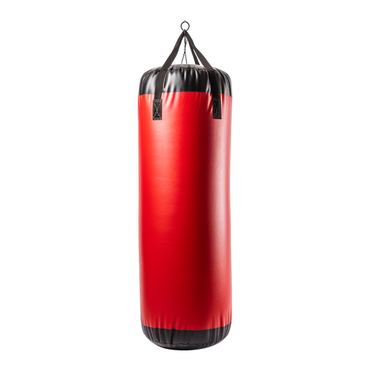 a red punching bag on white background