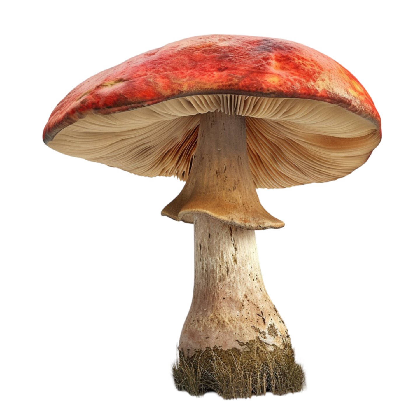 a close up of a mushroom on a white background