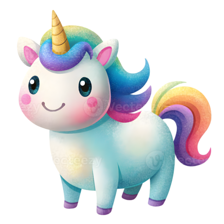 a cute unicorn with a rainbow mane