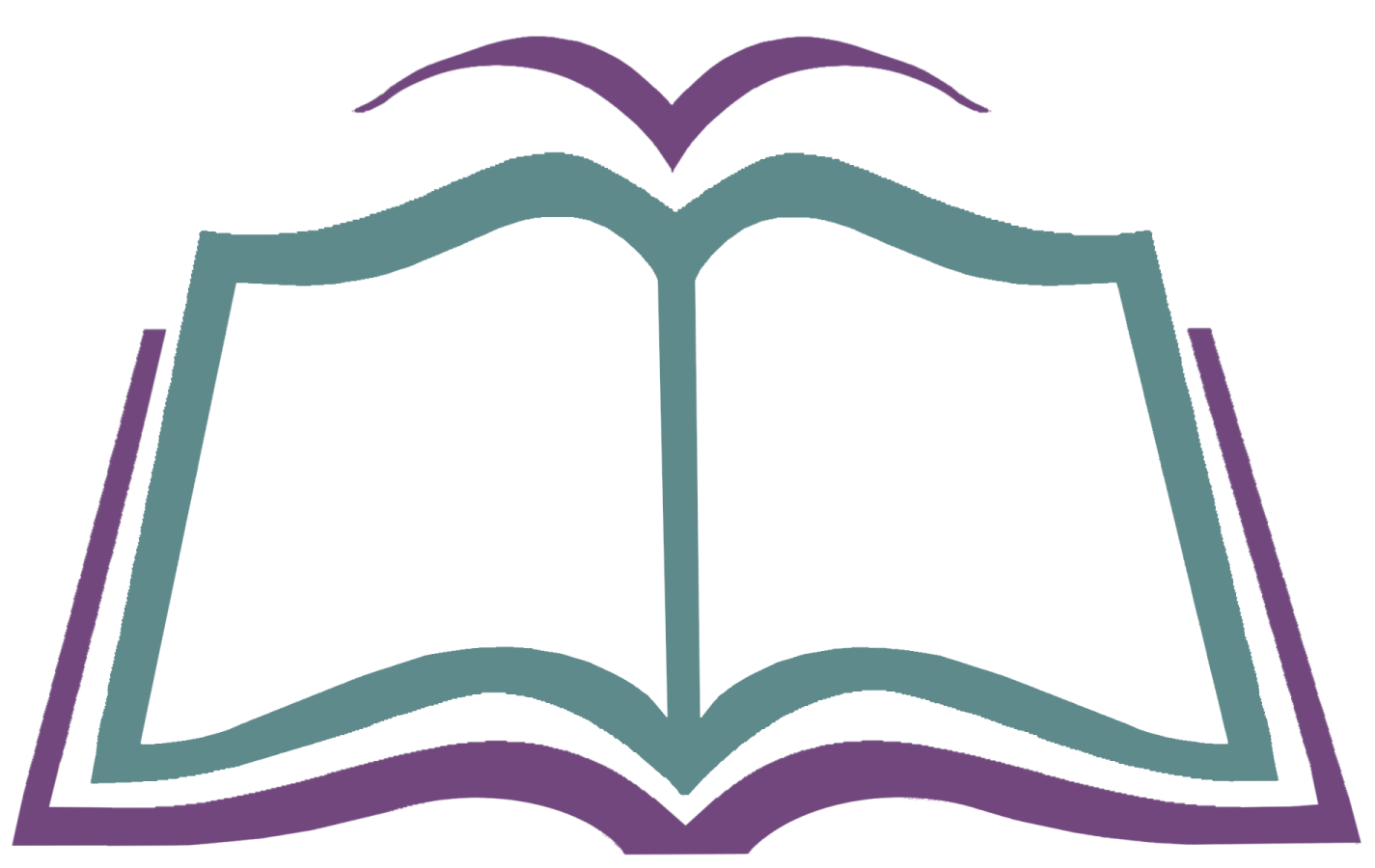 an open book with a purple background