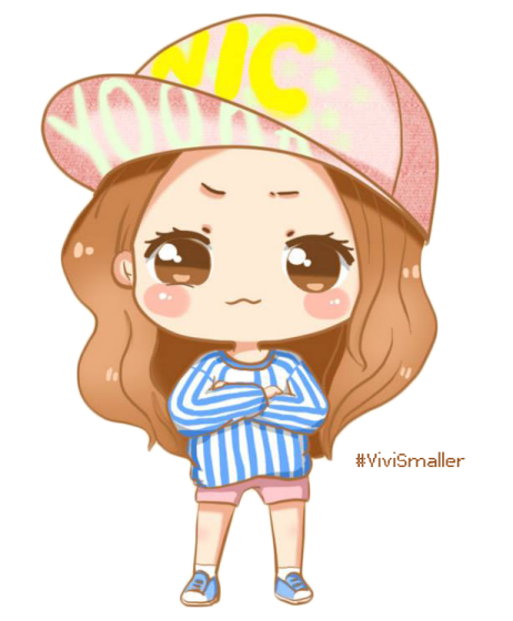 a girl with brown hair wearing a blue and white striped shirt and pink hat