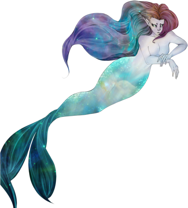 a drawing of a mermaid with long hair