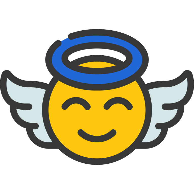 an angel with wings and smiling face