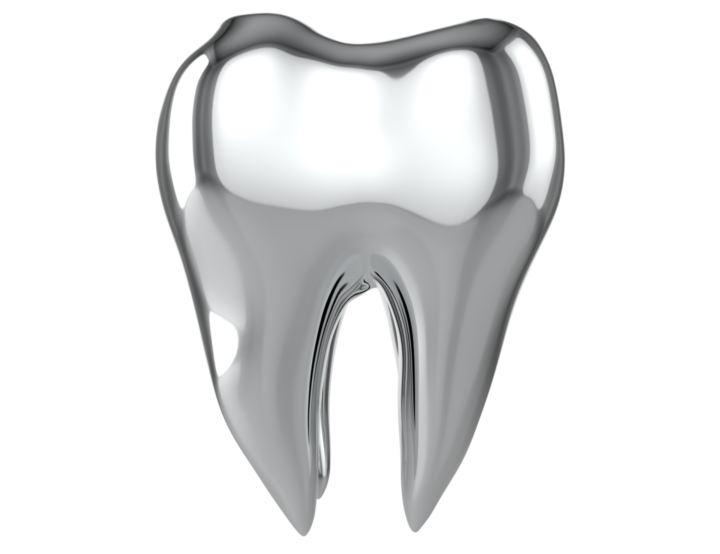 a silver tooth on a white background