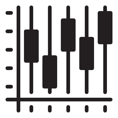 a black and white icon of a bar chart