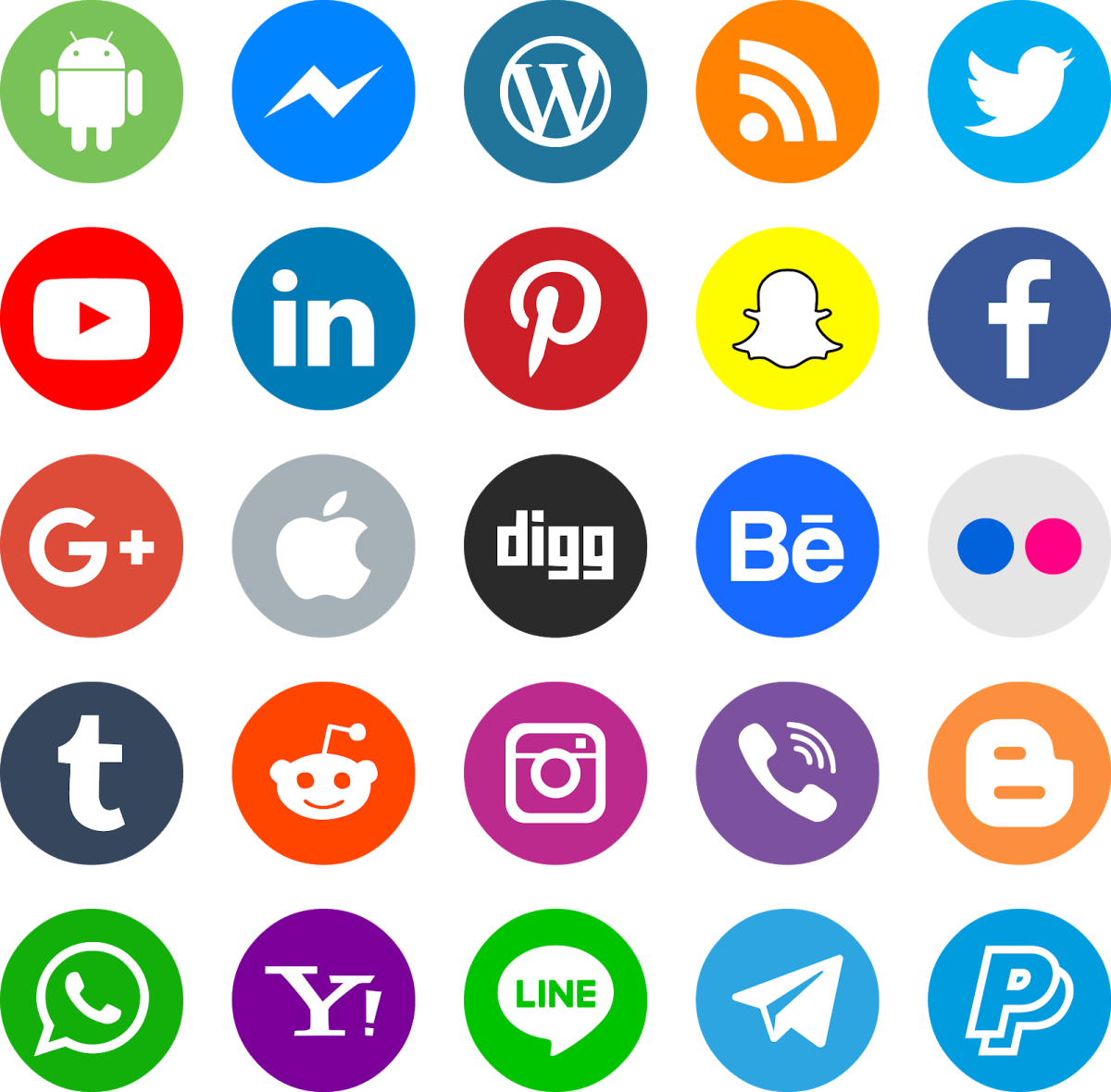 a set of social icons