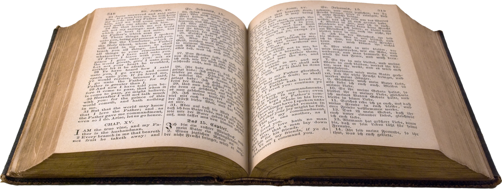 an open book on a white background