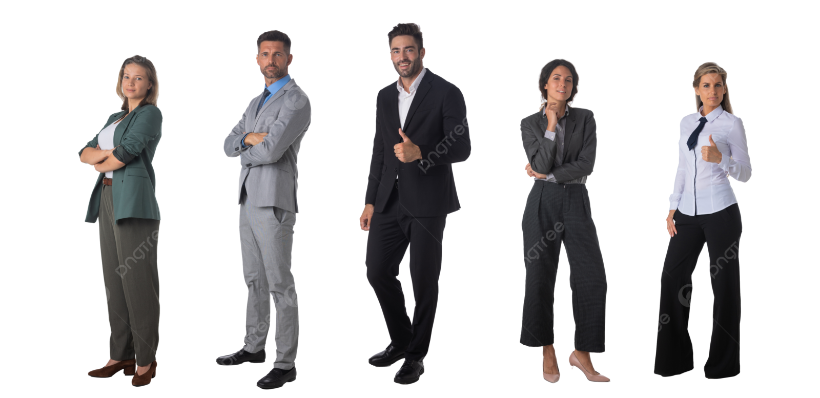 a group of business people standing in line