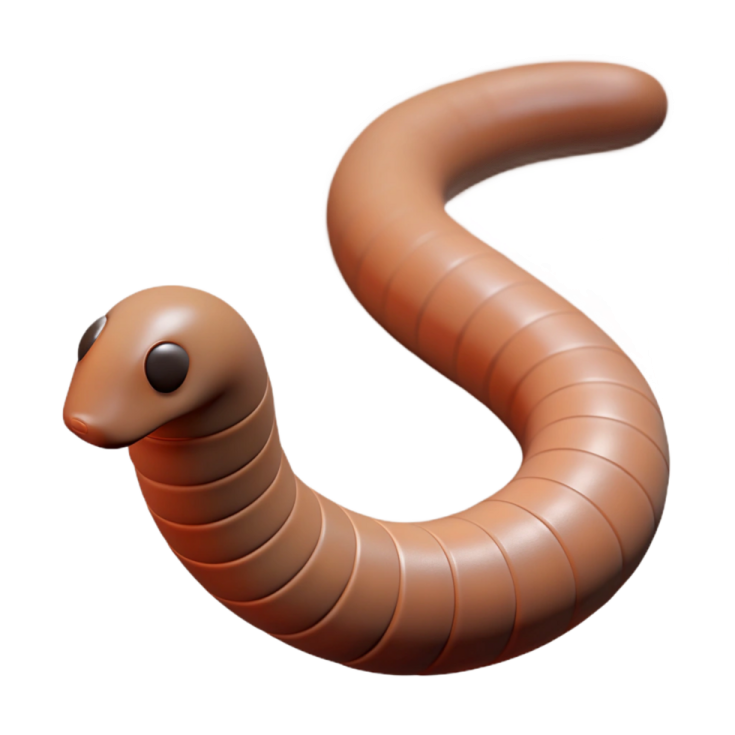 a brown worm on a white background