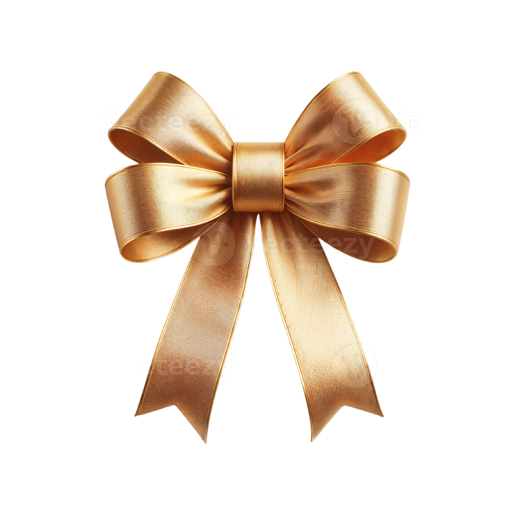 a gold bow on a white background