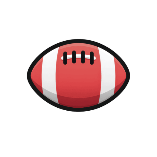 a red and white football ball on a white background