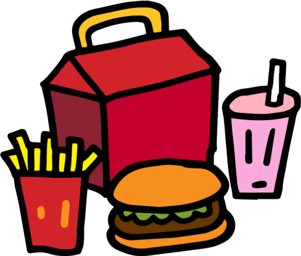 a hamburger and fries clipart