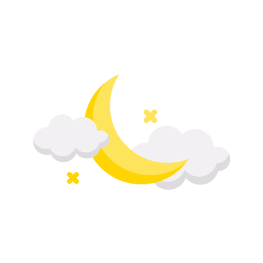 a crescent with clouds in the background