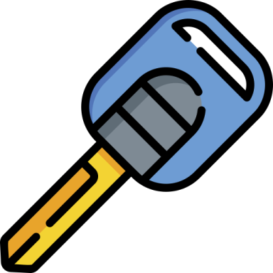a blue car key with a yellow handle