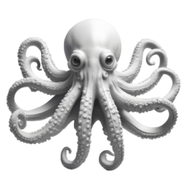 a white octopus with tentacles on it's back