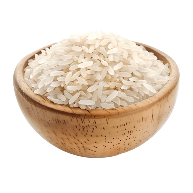 white rice in a wooden bowl