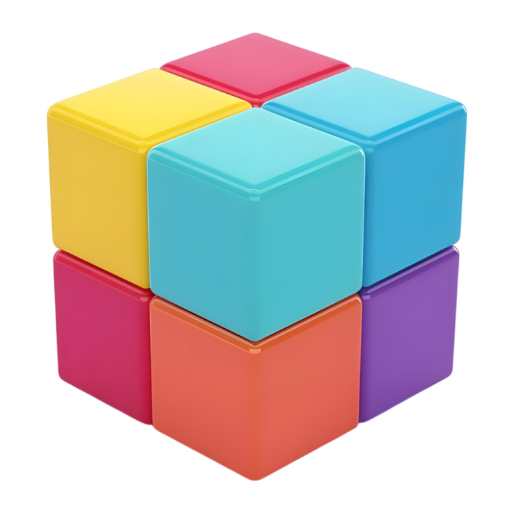 a colorful cube on a white background