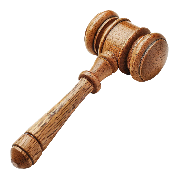 a wooden judge's gave on a white background